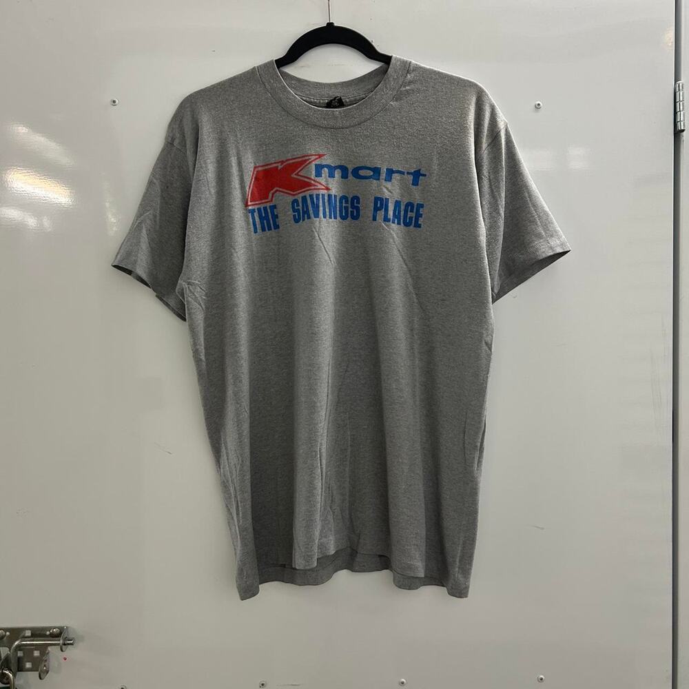 Grey vintage 80s Kmart tee with a relaxed fit